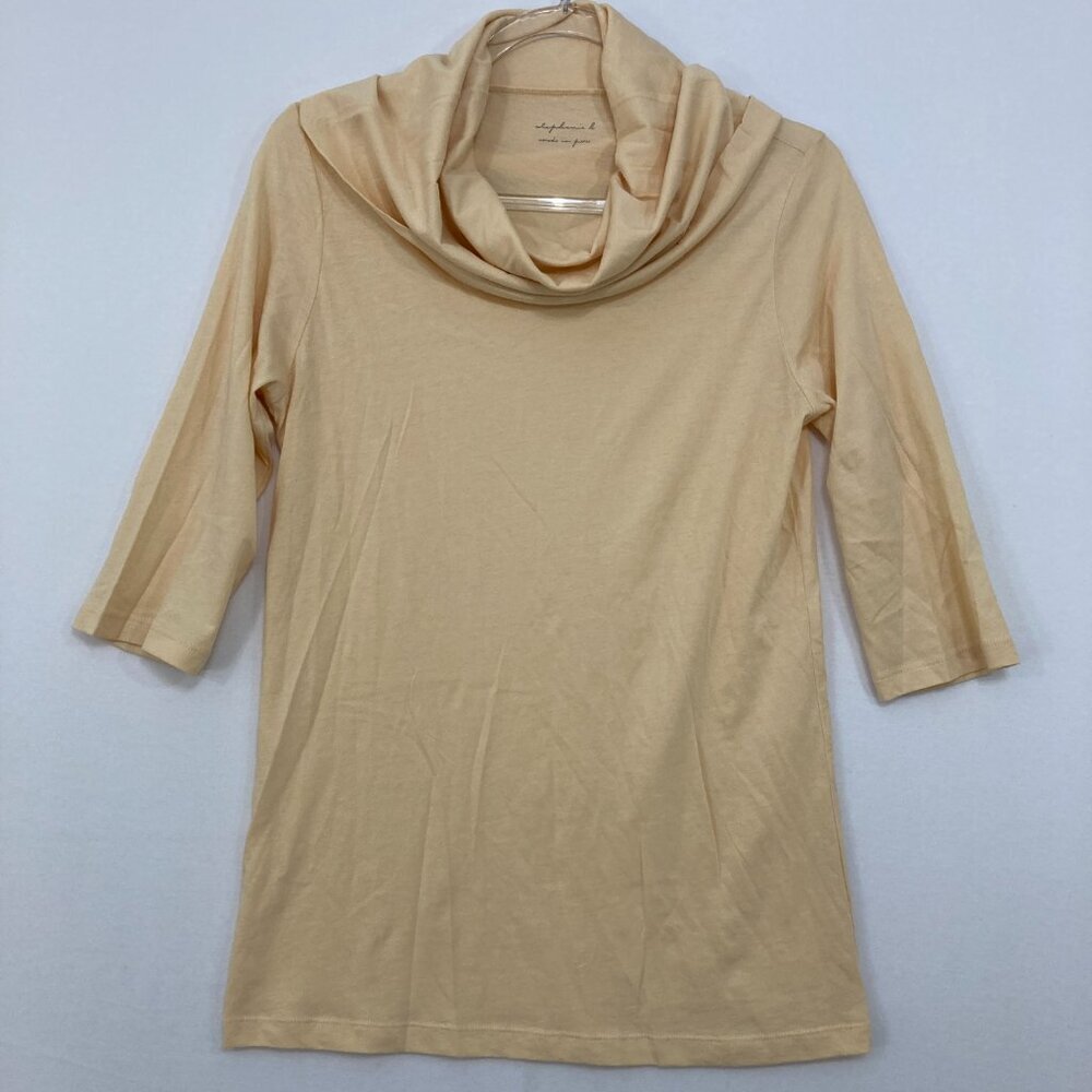 Stephanie B size Large Light Orange Cowl Neck Ultra Soft Pima Cotton Top‎